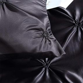 img 2 attached to 🛏️ Erosebridal Black King Size Silk Like Satin Pinch Pleated Duvet Cover Set with Zipper Ruffle Design - Luxury & Microfiber Comforter Cover with Pintuck Decorative Bedspread Cover