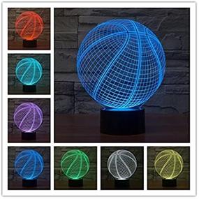 img 1 attached to 🏀 YANGHX FUGEST 3D Illusion Lamp - Sport Basketball LED Desk Light with Touch Control (Color: Multicolor)