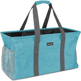 img 4 attached to 👜 Enhanced XL Utility Tote Bag with Sturdy Wire Frame for Spacious Storage