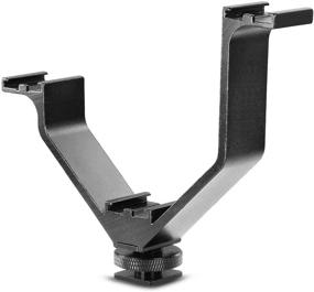 img 4 attached to Алюминиевый сплав Neewer 5-дюймовый/12,5 см тройной универсальный крепежный кронштейн в форме буквы V с тремя холодными башмаками для камер Nikon Canon Sony Pentax DSLR или видеокамеры, таких как светодиодный видео-свет, микрофон, монитор, вспышка.