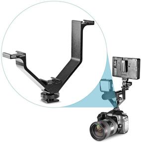 img 2 attached to Алюминиевый сплав Neewer 5-дюймовый/12,5 см тройной универсальный крепежный кронштейн в форме буквы V с тремя холодными башмаками для камер Nikon Canon Sony Pentax DSLR или видеокамеры, таких как светодиодный видео-свет, микрофон, монитор, вспышка.