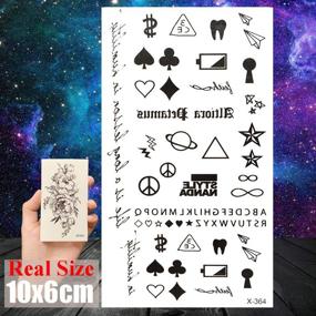 img 3 attached to 👄 COKTAK Set of 8 Cute Star Children Tattoo Stickers – Small Sexy Lips Leaf Black Cartoon Temporary Tattoos for Kids, Waterproof Finger Art for Girls, Infinity Love Design with Diamonds