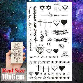 img 2 attached to 👄 COKTAK Set of 8 Cute Star Children Tattoo Stickers – Small Sexy Lips Leaf Black Cartoon Temporary Tattoos for Kids, Waterproof Finger Art for Girls, Infinity Love Design with Diamonds
