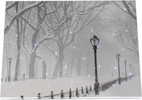 img 2 attached to 🎄 Clever Creations 16 x 12 Inch Christmas LED Wall Canvas Art Home Decor: Light Up Snowy Winter Scene with Street Lights - Battery Operated