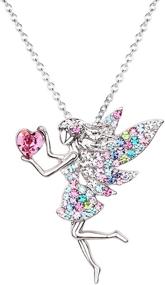 img 1 attached to 🧚 Birthstone Fairy Necklace for Teen Girls - White Gold Plated Austrian Crystal Jewelry Gift for Girls with Improved SEO