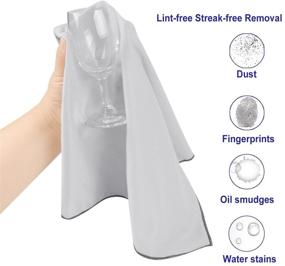 img 2 attached to 🧽 SINLAND Microfiber Glass Polishing Cloths: Lint-Free Drying Towels for Wine Glasses, Stemware, Dishes, and Stainless Appliances - 20"x25", Pack of 2 (Grey)