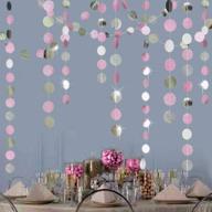 🎉 sparkling glitter silver pink circle dot garlands: perfect party decorations for girls birthday, baby shower, or sweet 16 celebration! logo