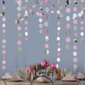 img 4 attached to 🎉 Sparkling Glitter Silver Pink Circle Dot Garlands: Perfect Party Decorations for Girls Birthday, Baby Shower, or Sweet 16 Celebration!