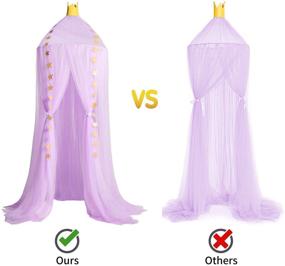 img 2 attached to 🏰 Jolitac Princess Bed Canopy: Decorative & Protective Kids Room Accessory – Round Lace Mosquito Net Play Tent for Girls – Baby House Canopys Yarn Dome with Netting Curtains – Perfect Pink Castle Design (Purple)