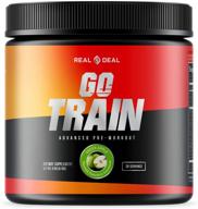 go train pre workout for men & women: all natural, vegan, paleo, keto, gluten free, soy free, non gmo - clean energy and focus - pump and performance - nootropic infused with ashwagandha (green apple) logo