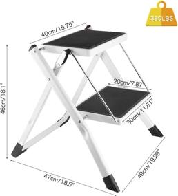 img 3 attached to 🪜 Gimify Folding Step Stool 2 Step Ladder - Anti-Slip, Sturdy, Portable with Lightweight Steel Stepladders, Wide Pedal, and 220 lbs Capacity - Ideal for Home, Kitchen, Office Use