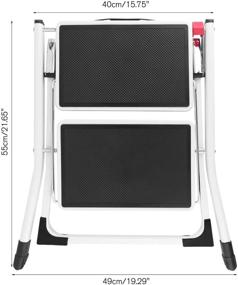 img 2 attached to 🪜 Gimify Folding Step Stool 2 Step Ladder - Anti-Slip, Sturdy, Portable with Lightweight Steel Stepladders, Wide Pedal, and 220 lbs Capacity - Ideal for Home, Kitchen, Office Use