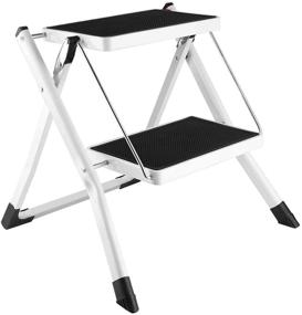 img 4 attached to 🪜 Gimify Folding Step Stool 2 Step Ladder - Anti-Slip, Sturdy, Portable with Lightweight Steel Stepladders, Wide Pedal, and 220 lbs Capacity - Ideal for Home, Kitchen, Office Use