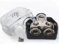 ttz audio 2 way power distribution block 0ga in to 2 x 0ga / 4ga out splitter: perfect for multiple car audio amplifier connections! logo