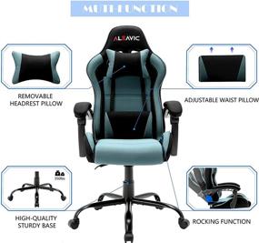 img 1 attached to 🎮 High Back Ergonomic Racing Style ALEAVIC Gaming Chair | Grey Blue