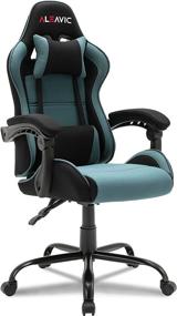 img 4 attached to 🎮 High Back Ergonomic Racing Style ALEAVIC Gaming Chair | Grey Blue