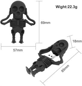 img 2 attached to Брелок BorlterClamp 64 ГБ Cartoon Skeleton USB Flash 💀 Drive: Крутой флэш-накопитель в форме скелета, идеальный подарок, черный