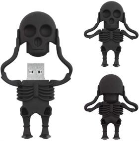 img 4 attached to Брелок BorlterClamp 64 ГБ Cartoon Skeleton USB Flash 💀 Drive: Крутой флэш-накопитель в форме скелета, идеальный подарок, черный