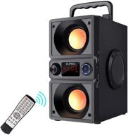 высокопроизводительная bluetooth-колонка с двойным сабвуфером, 40 вт (60 вт пиковой мощности), беспроводной диапазон 100 футов, мощная наружная колонка для вечеринок дома и кемпинга - bluetooth 5.0, поддержка fm-радио. логотип