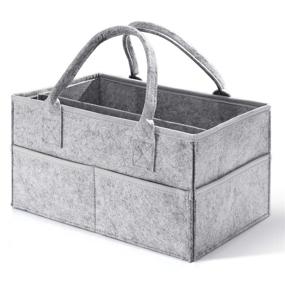 img 4 attached to 👶 Gray Baby Diaper Caddy Organizer with Compartments by HBlife