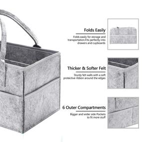 img 2 attached to 👶 Gray Baby Diaper Caddy Organizer with Compartments by HBlife