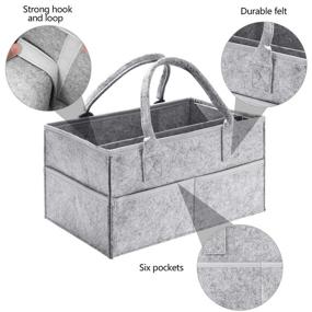 img 1 attached to 👶 Gray Baby Diaper Caddy Organizer with Compartments by HBlife