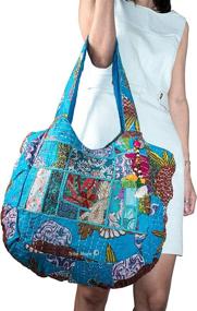 img 1 attached to TribeAzure Large Embroidered Shoulder Bag - Spacious & Stylish Tote for Fashion, Market, Grocery, Everyday Use