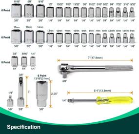 img 3 attached to Набор головок с трещоткой Toolman из хром-ванадиевой стали - 40 шт. дюймовые и метрические головки - QTH112