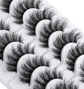 img 4 attached to 🐱✨ ZANLUFLY Fluffy Mink Lashes: 10 Pairs of Crossed, Long, and Full Volume False Eyelashes for a Natural, Thick, and Wispy Cat Eye Look!