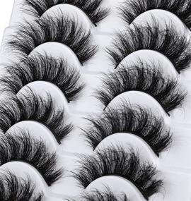 img 1 attached to 🐱✨ ZANLUFLY Fluffy Mink Lashes: 10 Pairs of Crossed, Long, and Full Volume False Eyelashes for a Natural, Thick, and Wispy Cat Eye Look!