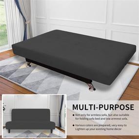 img 1 attached to 🛋️ Easy-Going Stretch Sofa Slipcover - Armless Sofa Cover Furniture Protector Without Armrests Slipcover - Soft & Elastic Bottom - Spandex Jacquard Small Checks - Futon, Dark Gray