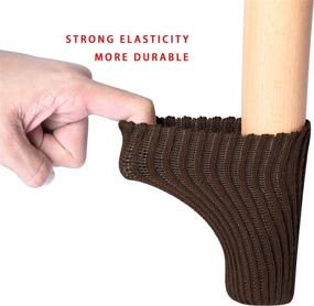 img 2 attached to 🪑 32-Pack BLENDNEW Furniture Leg Socks Covers - High Elastic Knitted Chair Leg Floor Protectors, Double Thickness Furniture Booties Set in Coffee Color, Promotes Easy Movement and Noise Reduction