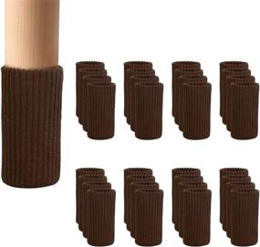 img 4 attached to 🪑 32-Pack BLENDNEW Furniture Leg Socks Covers - High Elastic Knitted Chair Leg Floor Protectors, Double Thickness Furniture Booties Set in Coffee Color, Promotes Easy Movement and Noise Reduction
