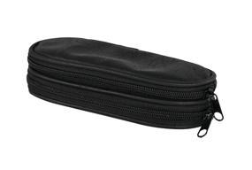 img 4 attached to HOME-X Double Eyeglass Holder Travel Bag, Black Leather Pouch with Two Compartments for Toiletries, Pencils, and more