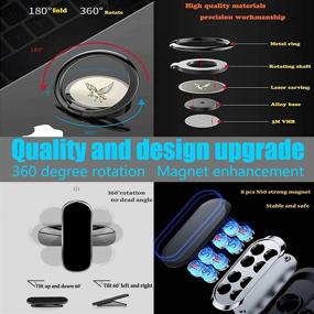 img 3 attached to [ 2 In 1 Set ] Phone Ring Holder Finger Kickstand 360° Rotation Metal Ring Grip With 8 Pcs Magnets Magnetic Phone Car Mount Holder For All Smartphones And Tablets (Silver Set)