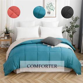 img 3 attached to 🛏️ Ultra Soft All Season Lightweight Queen Comforter for a Cozy and Warm Sleep in Bicolor Teal & Beige