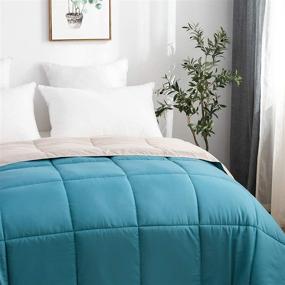 img 2 attached to 🛏️ Ultra Soft All Season Lightweight Queen Comforter for a Cozy and Warm Sleep in Bicolor Teal & Beige