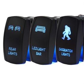 img 4 attached to 🚀 Dasen Rocker Switch 3PCS Laser Sasquatch & Rear & LED Lights Toggle Switch Blue - ATV UTV Polaris RZR Can-am Honda Yamaha Can-AM Maverick Jeep SUV