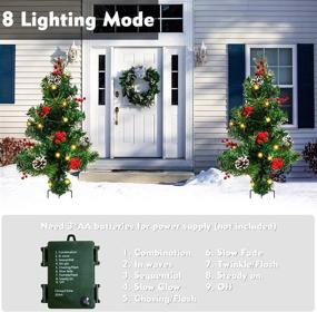 img 1 attached to 🎄 2-Pack 30-Inch OBABA Outdoor Pathway Christmas Trees Battery Operated Pre-Lit Artificial Tree Decoration with 60 LED Lights - Holiday Décor for Porch, Driveway with Red Berries, Pine Cones, and Red Ball Ornaments