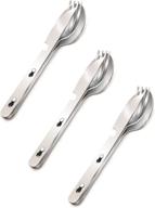 🍴 kinlink 4-in-1 camping utensils 3-pack, portable stainless steel combo set with spoon, fork, knife & bottle opener, for travel, camping, hiking, picnic, barbecue, outdoor backpacking - includes carrying bag логотип