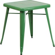 🪑 commercial grade 23.75&#34; square green metal indoor-outdoor table by flash furniture logo