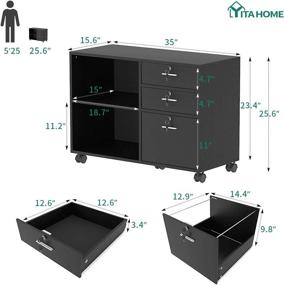 img 2 attached to 📂 YITAHOME Wood File Cabinet: Mobile 3-Drawer Lateral Filing Cabinet for Home Office Organization - Black