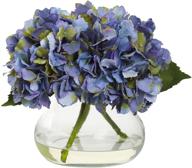 🌸 vibrant blue artificial hydrangea with vase - nearly natural blooming plant logo