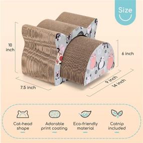 img 3 attached to 🐱 Nobleza Cat Scratcher Cardboard - 2-in-1 Reversible Scratching Pad - Recyclable Corrugated Scratch Toy in Cat-Head Shape - Protects Furniture - Cat Scratch Lounge