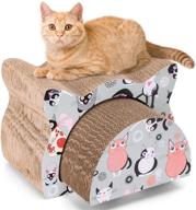 🐱 nobleza cat scratcher cardboard - 2-in-1 reversible scratching pad - recyclable corrugated scratch toy in cat-head shape - protects furniture - cat scratch lounge logo