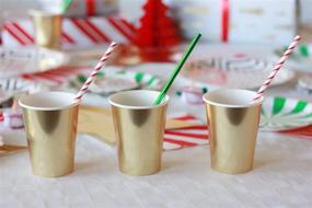 img 2 attached to 🔴 Just Artifacts Premium Red Biodegradable Disposable Drinking Paper Straws (100pcs) - Striped Design