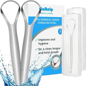 img 4 attached to Cafhelp 2-Pack Stainless Steel Tongue Scrapers for Adults and Kids - Professional Tongue Cleaner to Reduce Bad Breath, Improve Oral Hygiene - Includes 2 Cases