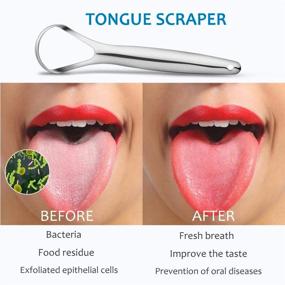 img 2 attached to Cafhelp 2-Pack Stainless Steel Tongue Scrapers for Adults and Kids - Professional Tongue Cleaner to Reduce Bad Breath, Improve Oral Hygiene - Includes 2 Cases