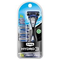 💈 schick hydro 3 razor for men value bundle with 4 blade refills logo