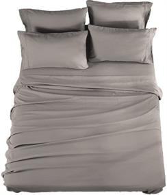 img 4 attached to 🛏️ SONORO KATE Bed Sheets Set Microfiber Super Soft 1800 Thread Count Egyptian Sheets, 16-Inch Deep Pocket Wrinkle-Resistant, 6 Piece (King Size, Grey)